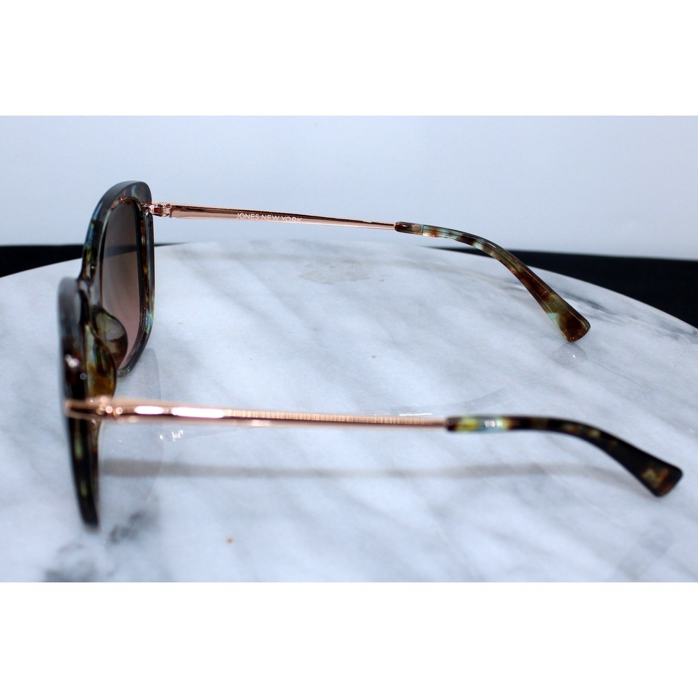 Jones New York Blue Tortoise Rose Gold Square Butterfly Sunglasses J534 - Picture 2 of 5